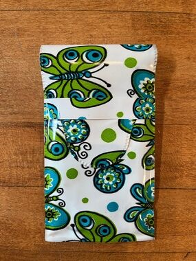 Vintage Butterfly Print Vinyl Case - Green & Teal on White